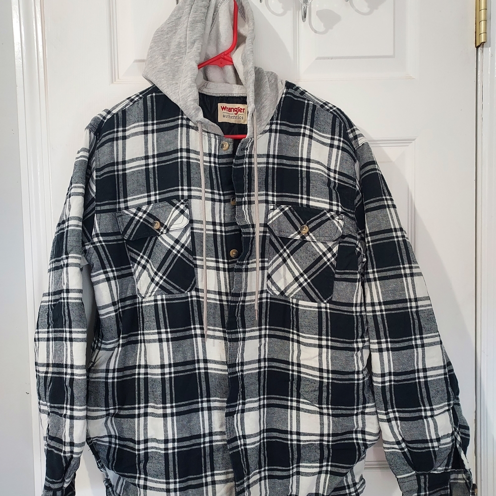 Wrangler Plaid Jacket with Gray Hood